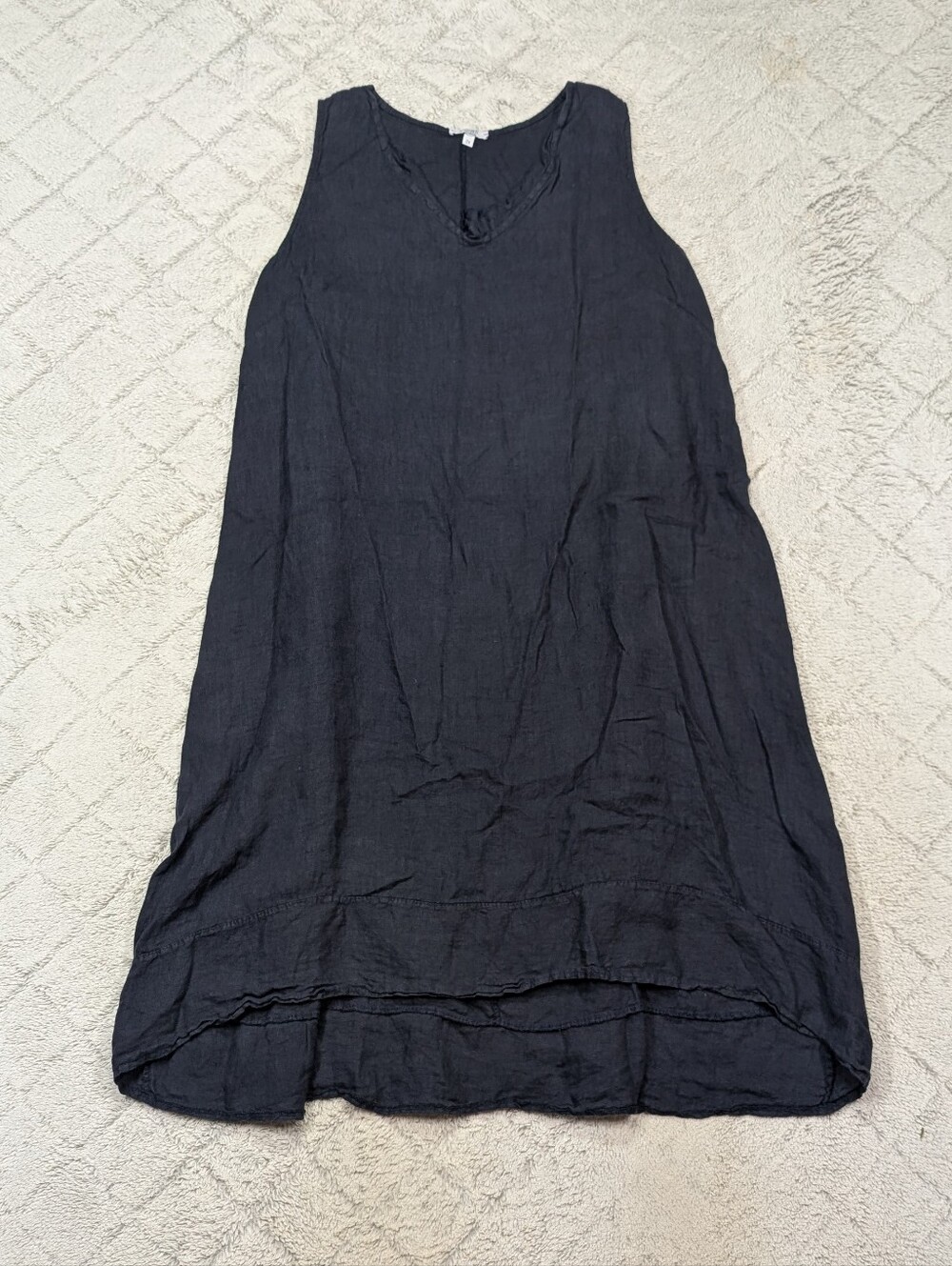 Rosemarine Dress Womens 2X Blue Navy Linen Tunic Tank Travel Flowy Lagenlook